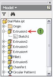 Ferramentas posicionadas são mostradas na seguinte ilustração pelas ferramentas Circular Pattern1 e Chamfer1. Ferramentas Base A primeira ferramenta que você cria é tipicamente um sketch.