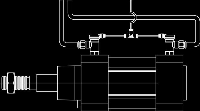 Cortando a alimentação do circuito de pilotagem as válvulas de bloqueio travam o cilindro na posição em que este se encontra, mesmo que existam cargas externas conectadas ao