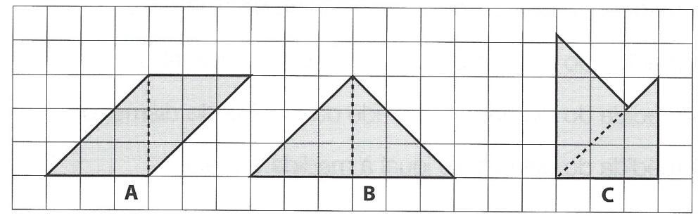 3 A figura mostra três polígonos que a Sara desenhou, juntando, por um dos seus lados, dois triângulos retângulos geometricamente iguais. 3.1. Assinala com X a opção correta.