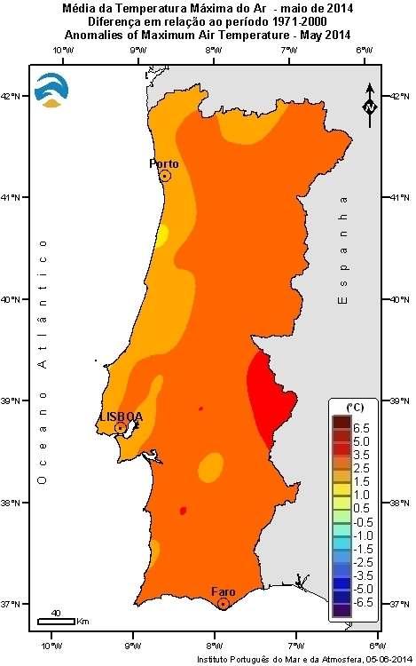 Dias quentes e onda de calor Nas primeiras 2 décadas do mês de maio registaram-se