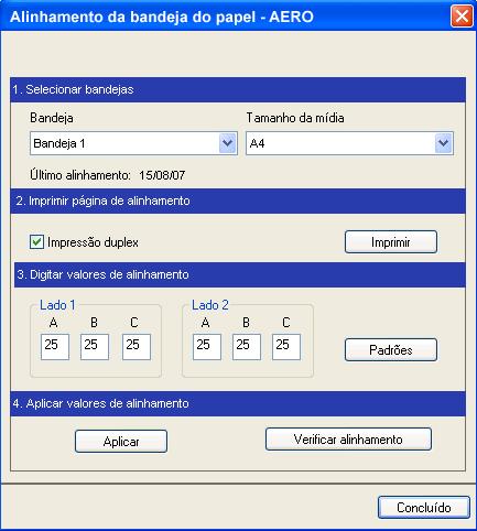 Página 3 PARA ALINHAR PÁGINAS PARA IMPRESSÃO 1 Na janela Tarefas ativas, selecione o Fiery EX4112/4127 conectado no qual deseja realizar o alinhamento de bandeja.