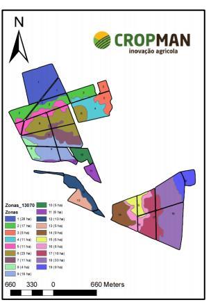 Cases Cultura: Cana-de-açúcar Área: 230 ha Local: Frutal - MG Comparação grid convencional vs zonas de manejo para aplicação de calcário Grid Convencional Zonas de Manejo 1350