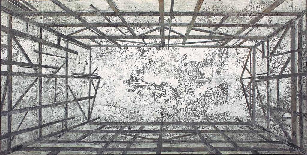 22 - Daniel Senise 1955 monotipia de piso de madeira 210 x