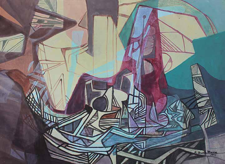 52 - Roberto Burle Marx 1909-1994 pintura sobre tecido 115 x