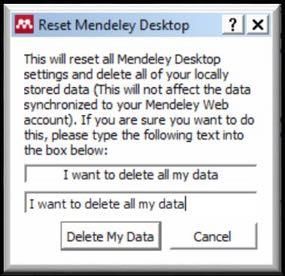 Reset Mendeley desktop 2.