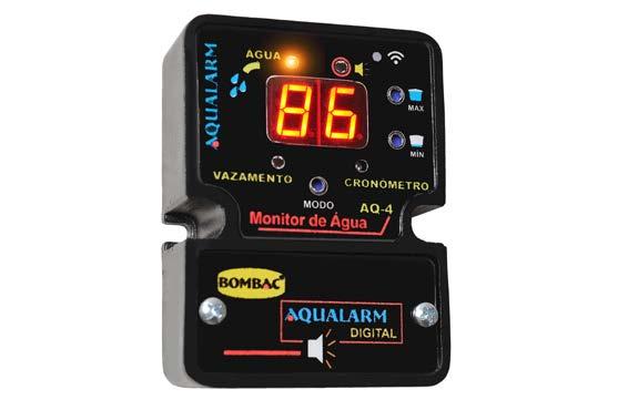 Aqualarm-Digital Modelo AQ4 AQ4 é um sistema de monitoração de água digital reduzido e sua caixa é de plástico. Possibilitando a supervisão do nível da água.
