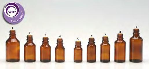 LINHA VIDRO Vidros Rosca8MM Sugestões de Uso: Formulações Líquidas, Homeopatia e Floral.