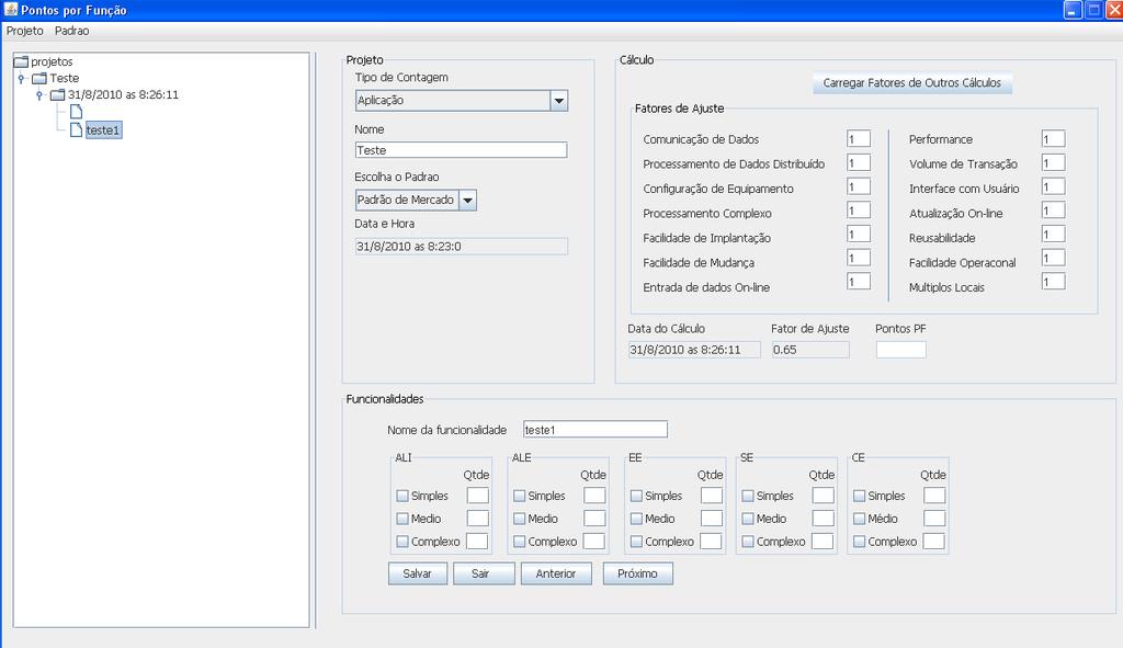 5.7. Imprimindo Gráfico Para imprimir um gráfico com a evolução do projeto, datas dos cálculos e seus