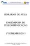 HORÁRIOS DE AULA ENGENHARIA DE TELECOMUNICAÇÃO 1º SEMESTRE/2013