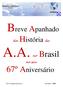 Breve Apanhado. Brasil. 67º Aniversário. da História de A.A. no. no seu