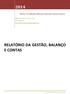 RELATÓRIO DA GESTÃO, BALANÇO E CONTAS