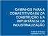 CAMINHOS PARA A COMPETITIVIDADE DA CONSTRUÇÃO E A IMPORTÂNCIA DA INDUSTRIALIZAÇÃO. Roberto de Souza Presidente do CTE