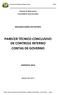 PARECER TÉCNICO CONCLUSIVO DE CONTROLE INTERNO CONTAS DE GOVERNO