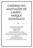 CADERNO DO ANOTAÇÕES DE CAMPO - PARQUE ZOOLÓGICO