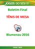 Boletim Final TÊNIS DE MESA