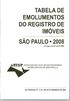 TABELA DE EMOLUMENTOS DO REGIS,TRO DE IMOVEIS. SAO PAULO 2008 em vigor a partir de 8/1/2008