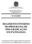 REGIMENTO INTERNO DO PROGRAMA DE PÓS-GRADUAÇÃO EM PATOLOGIA