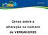 Censo sobre a alteração no número de VEREADORES