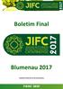 Boletim Final. Blumenau 2017 COMPLEXO ESPORTIVO DO SESI DE BLUMENAU