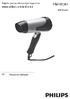 Hairdryer.  Register your product and get support at HP8296/00. Manual do utilizador
