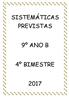 SISTEMÁTICAS PREVISTAS 9º ANO B 4º BIMESTRE