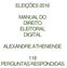 ELEIÇÕES 2016 MANUAL DO DIREITO ELEITORAL DIGITAL ALEXANDRE ATHENIENSE 118 PERGUNTAS RESPONDIDAS