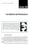 Aula 04. Os modos de produção. 1. O processo de produção