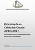 Orientações e Critérios Gerais 2016/2017