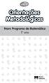Orientações Metodológicas. Novo Programa de Matemática 1. ano