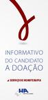 INFORMATIVO DO CANDIDATO A DOAÇÃO SERVIÇO DE HEMOTERAPIA