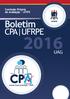 BOLETIM CPA-UFRPE 2016 UNIDADE ACADÊMICA DE GARANHUNS (UAG)