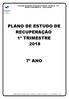 PLANO DE ESTUDO DE RECUPERAÇÃO 1º TRIMESTRE 2018