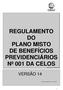 REGULAMENTO DO PLANO MISTO DE BENEFÍCIOS PREVIDENCIÁRIOS Nº 001 DA CELOS Implantação em: 01/janeiro/1997