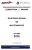 REGIME PRÓPRIO DE PREVIDÊNCIA SOCIAL DO MUNICÍPIO DE CORRENTINA / IMUPRE RELATÓRIO MENSAL DE INVESTIMENTOS OUTUBRO. 14 de novembro de 2018