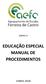 ANEXO X EDUCAÇÃO ESPECIAL MANUAL DE PROCEDIMENTOS