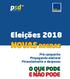 Eleições 2018 NOVAS REGRAS. Pré-campanha Propaganda eleitoral Financiamento e despesas O QUE PODE E NÃO PODE