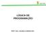 LÓGICA DE PROGRAMAÇÃO. PROFª. M.Sc. JULIANA H Q BENACCHIO