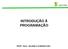 INTRODUÇÃO À PROGRAMAÇÃO. PROFª. M.Sc. JULIANA H Q BENACCHIO