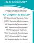 20 de Junho de Programa Preliminar 40º Congresso da SOCESP