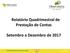Relatório Quadrimestral de Prestação de Contas. Setembro a Dezembro de
